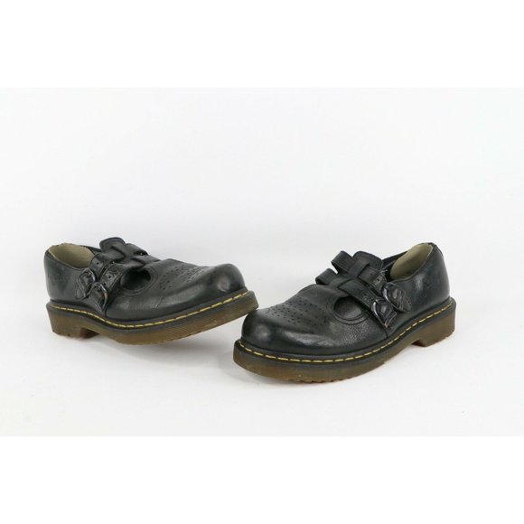 Vintage Dr Martens Womens UK 7 US 9 Chunky Leather Mary Jane Mules Shoes Black